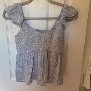 Hollister Light Blue Floral Babydoll Top